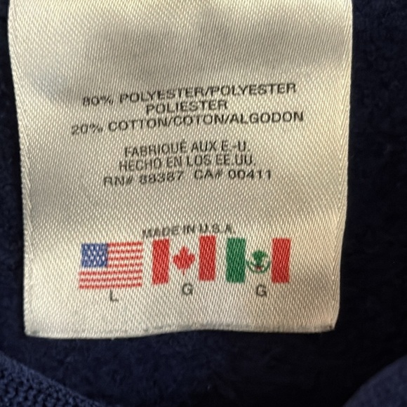 90’s Y2K Adidas Trefoil Logo Hoodie Navy Blue & White Made in USA Size Large - Picture 8 of 8